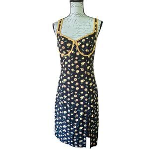 Cupshe Black Peach Summer Dress With Peach Print Size Small
